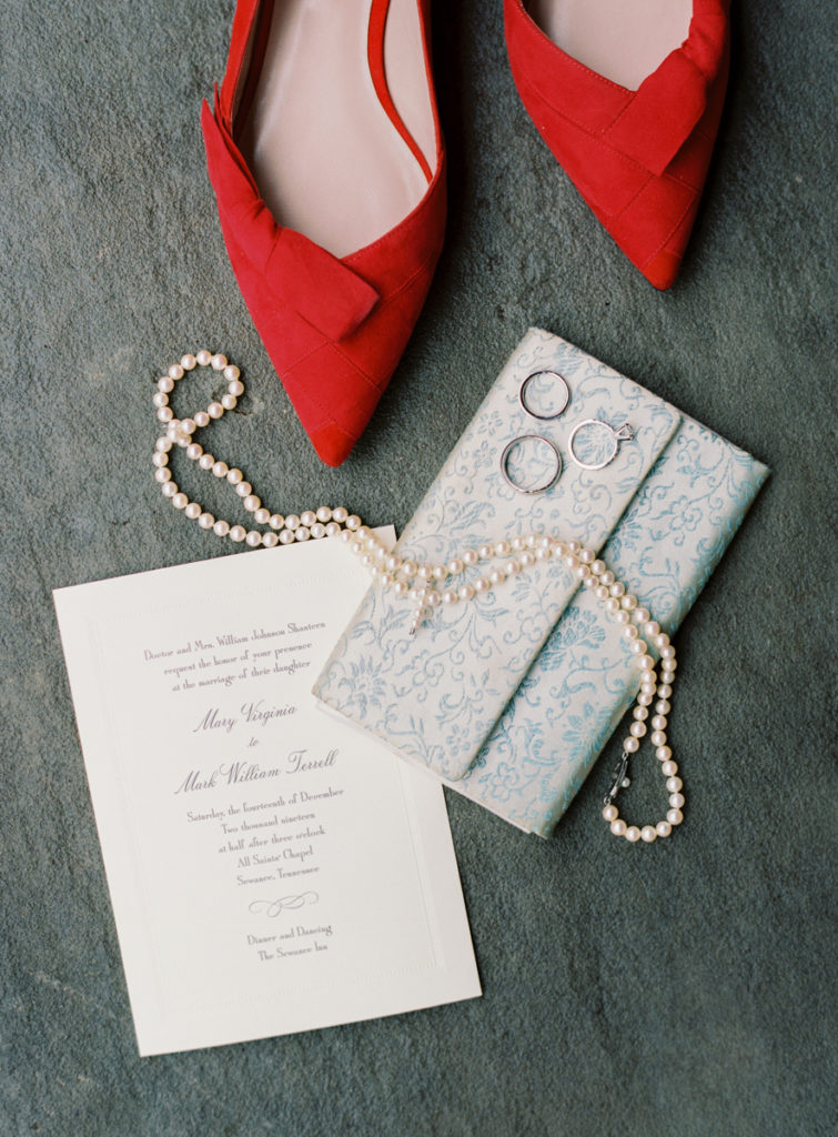 red wedding shoes for winter wedding in sewanee tennessee sewanee inn and all saints chapel 