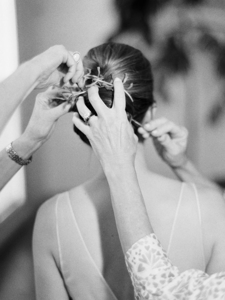 film photographer shoots bride getting ready at small wedding in Nashville, Tennessee 