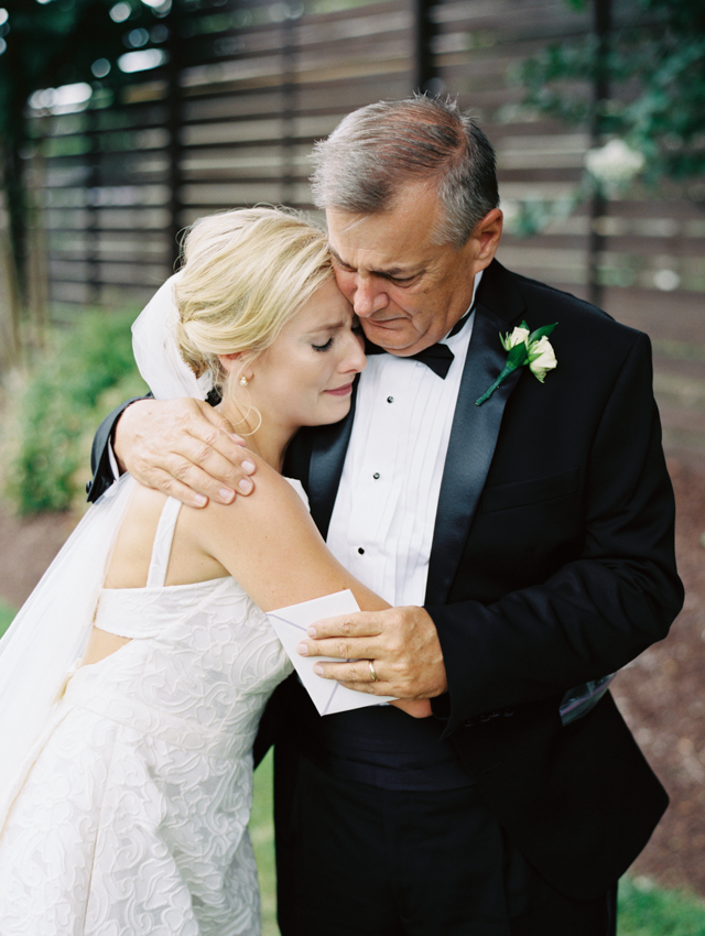 Bride has an emotional first look with her father at The Cordelle Wedding Venue in Nashville, TN. 