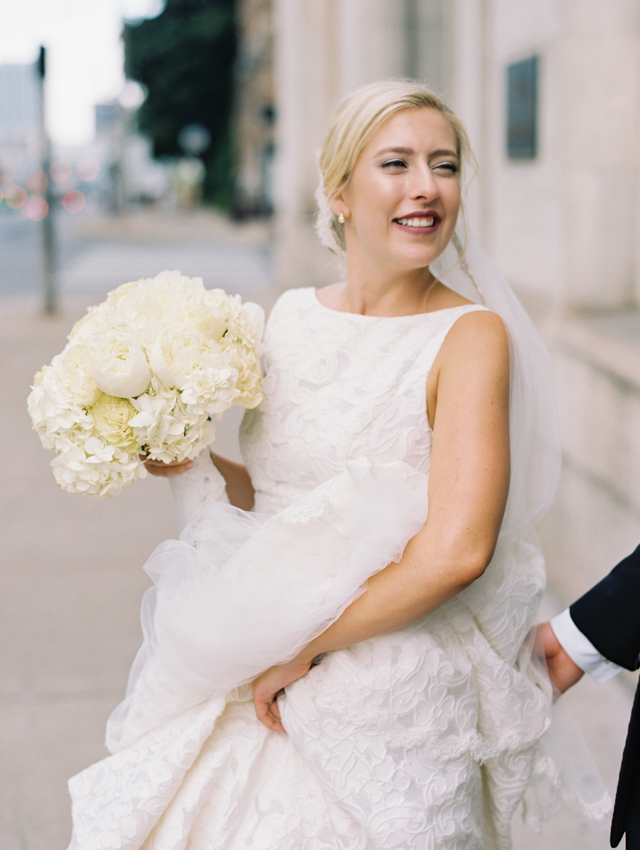 bride has completely candid portrait in the heart of downtown nashville 