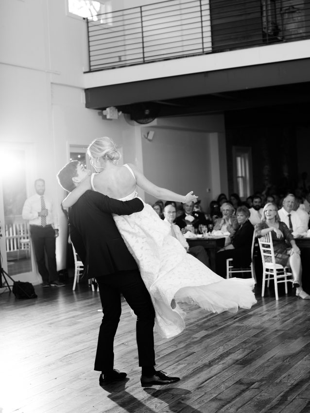 romantic, coordinated first dance at the cordelle wedding venue in downtown nashville