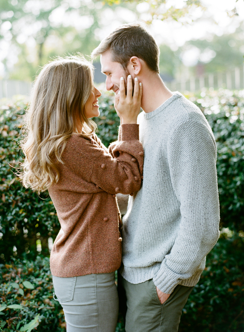 High-End, early fall engagement session in neighborhood