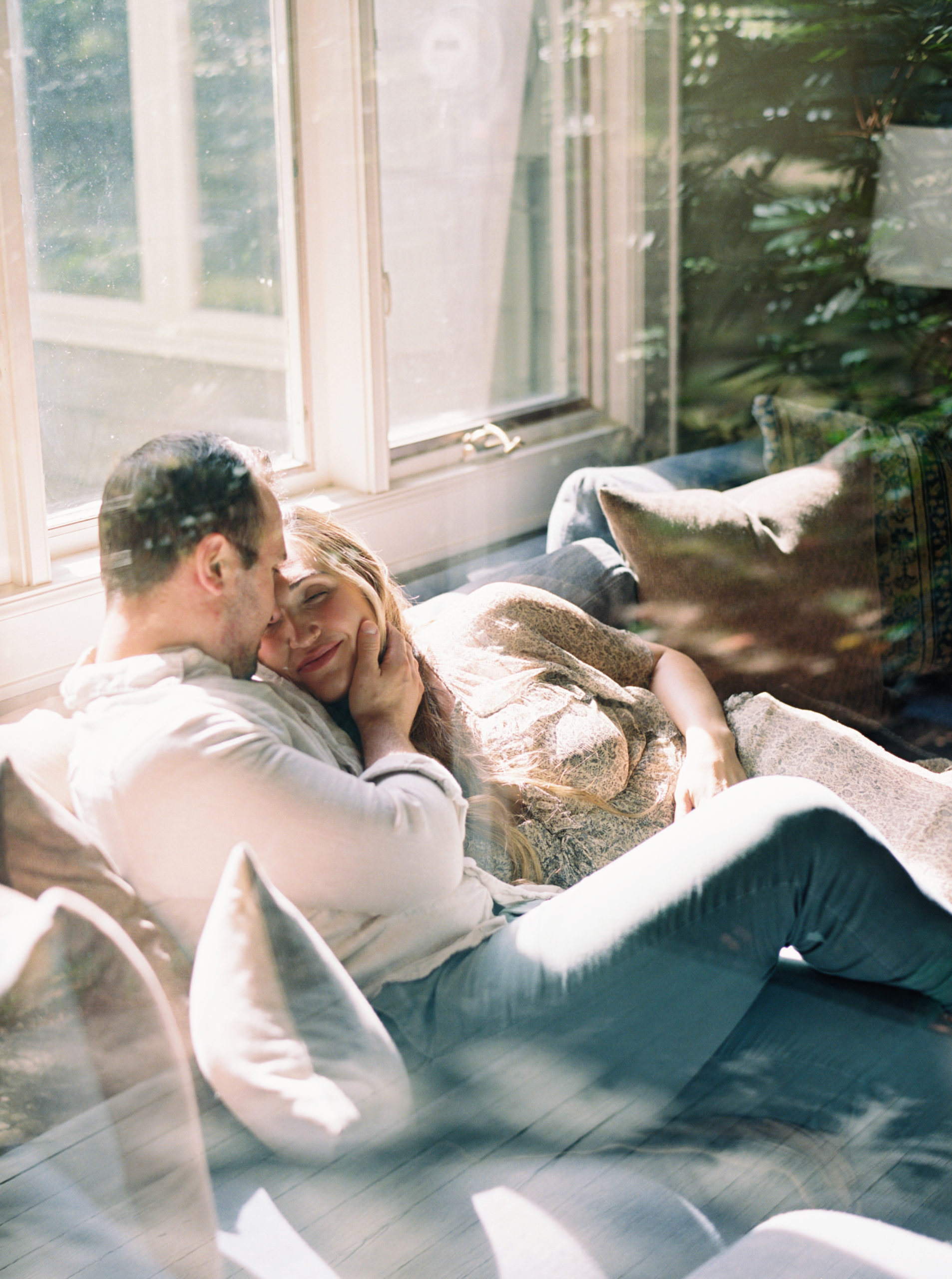 film photographer captures intimate at home couples engagement session | destination film photographer based in Tennessee 